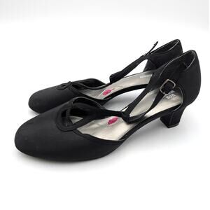 Ros Hommerson Heidi Kitten Heel Pump Women's Black Microfabric Size US8M EU41